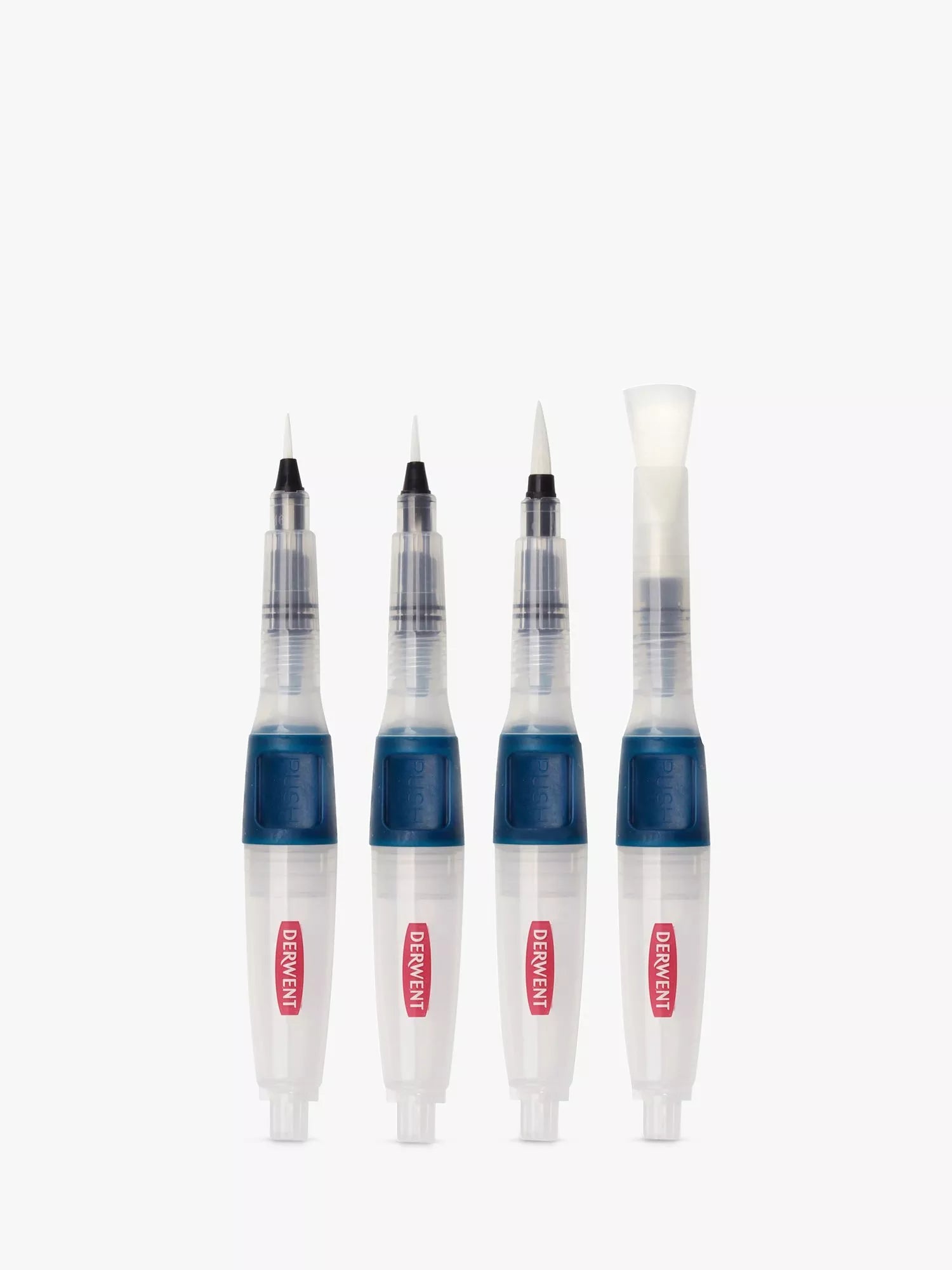 Derwent push-button watercolour paint brushes set of 4 - British product