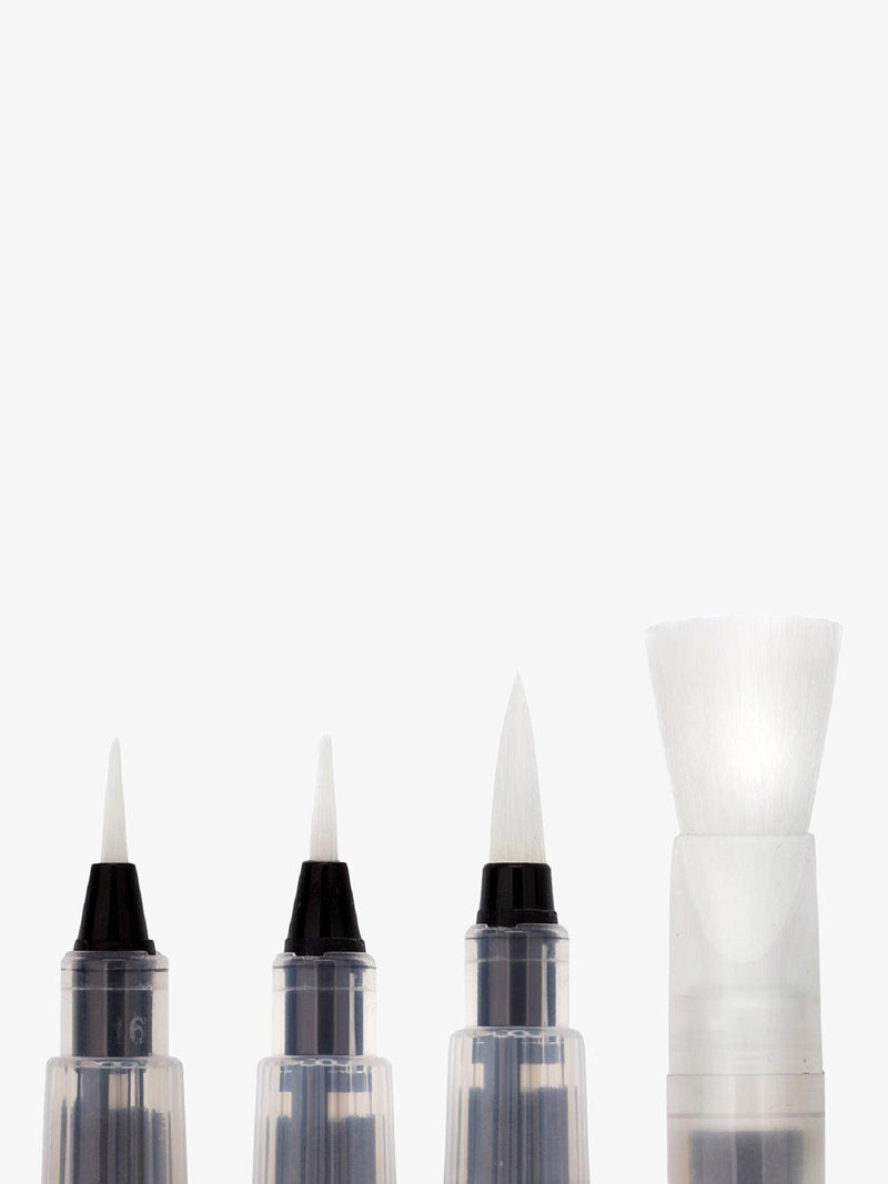 Derwent push-button watercolour paint brushes set of 4 - British product