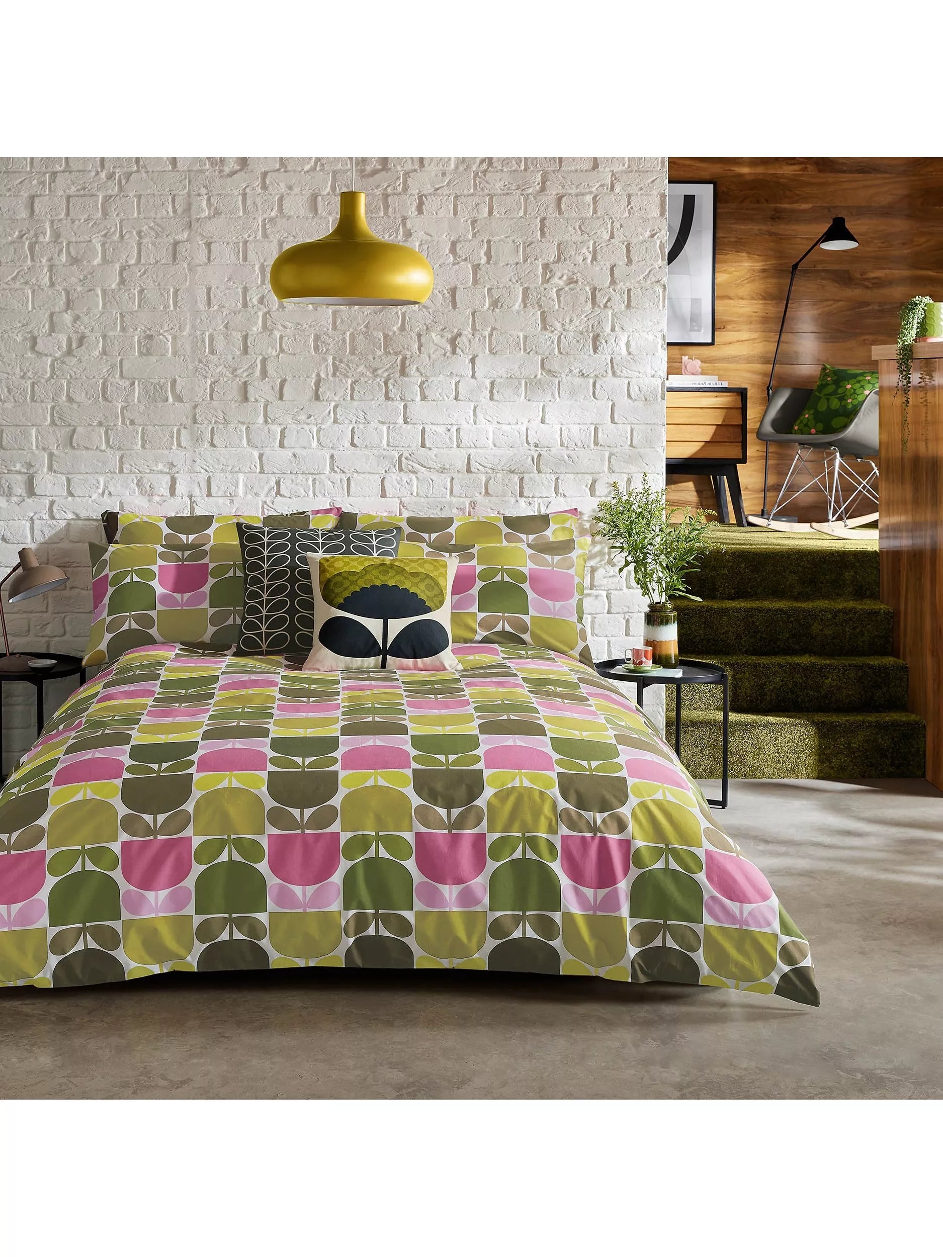 Orla Kiely multi block stem cotton duvet set super king - British product