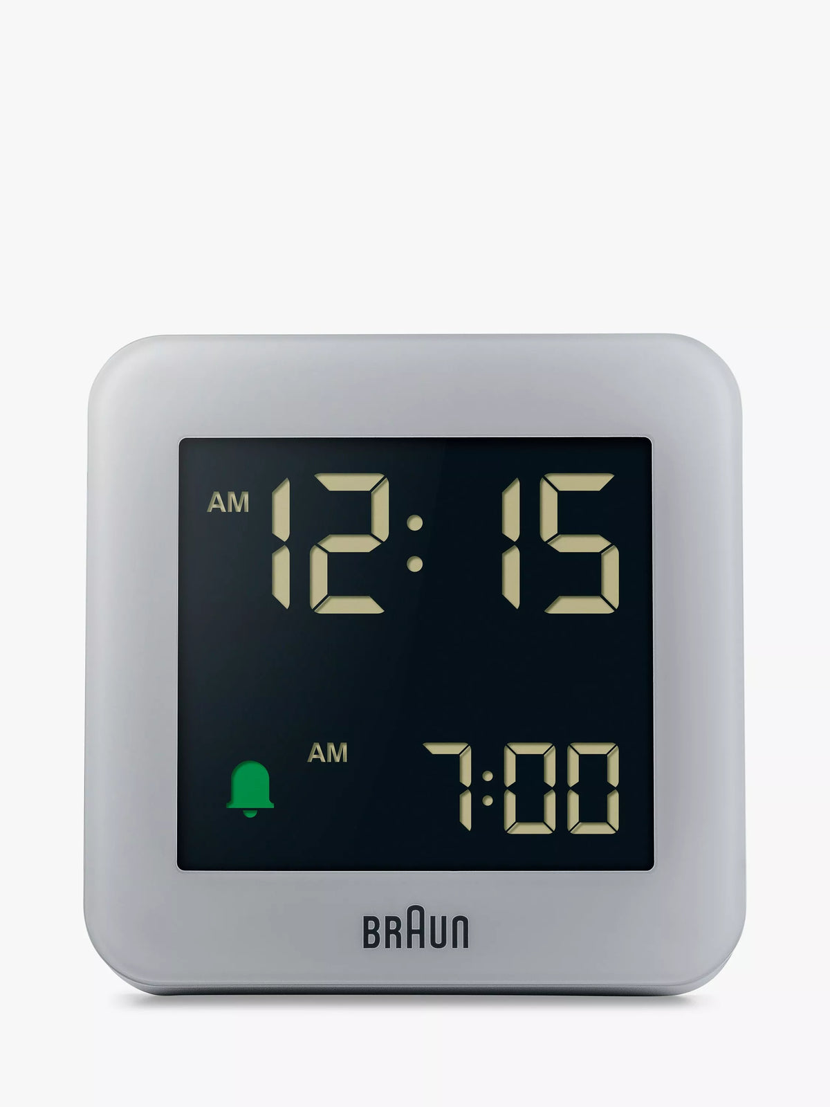 Braun square digital alarm clock grey - British product