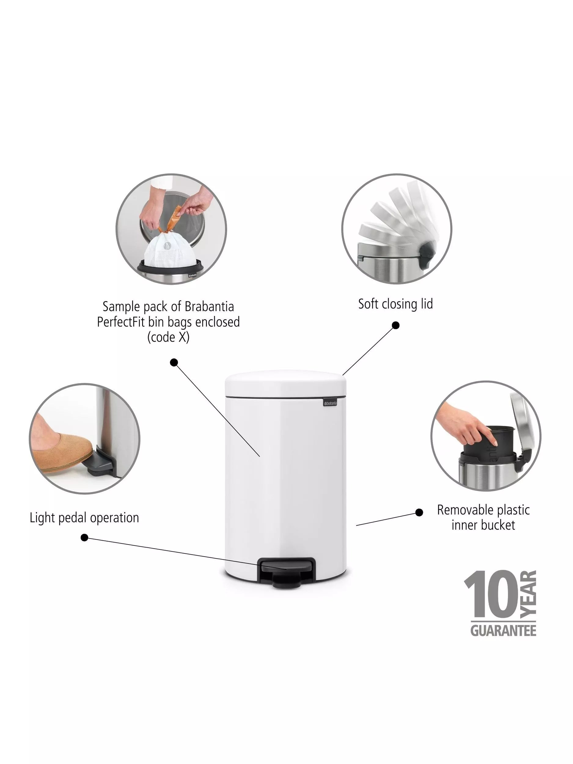 Brabantia newIcon Pedal Bin 12L - British product