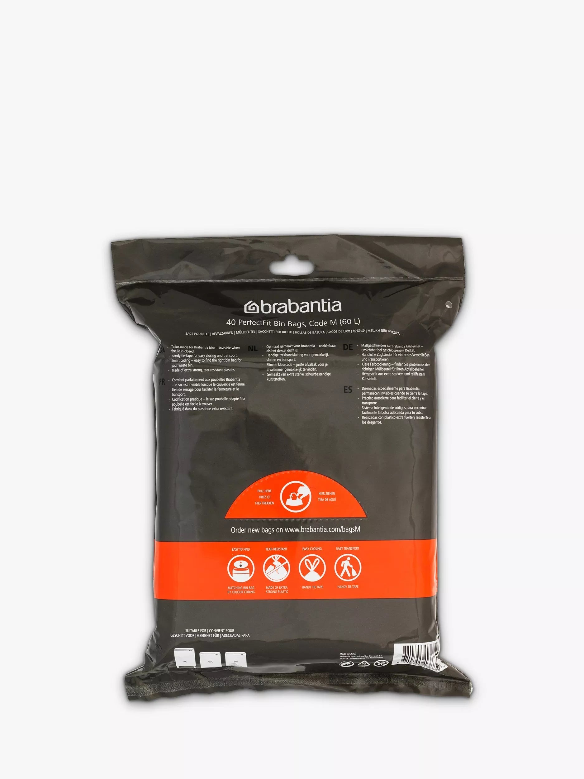 Brabantia PerfectFit bin bags Code M 60L pack of 40 - British product
