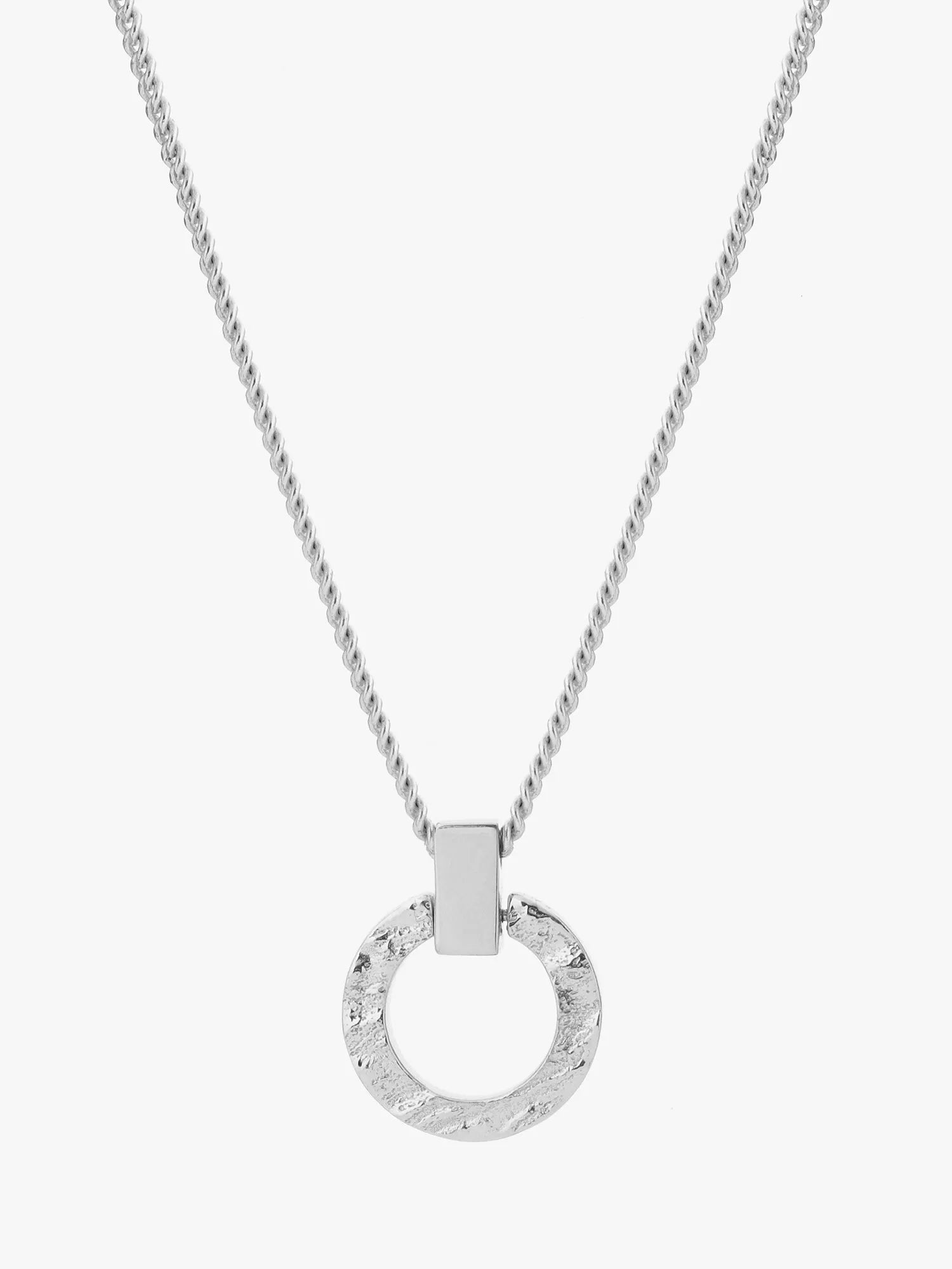 Tutti Palm Collection Textured Circle Pendant Necklace, Silver