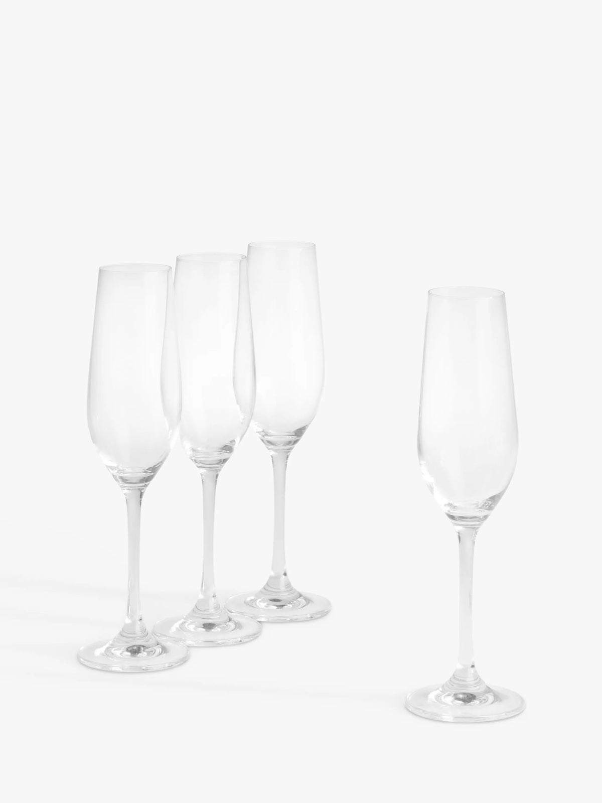 John Lewis crystal champagne flute set of 4 clear, imported from the UK