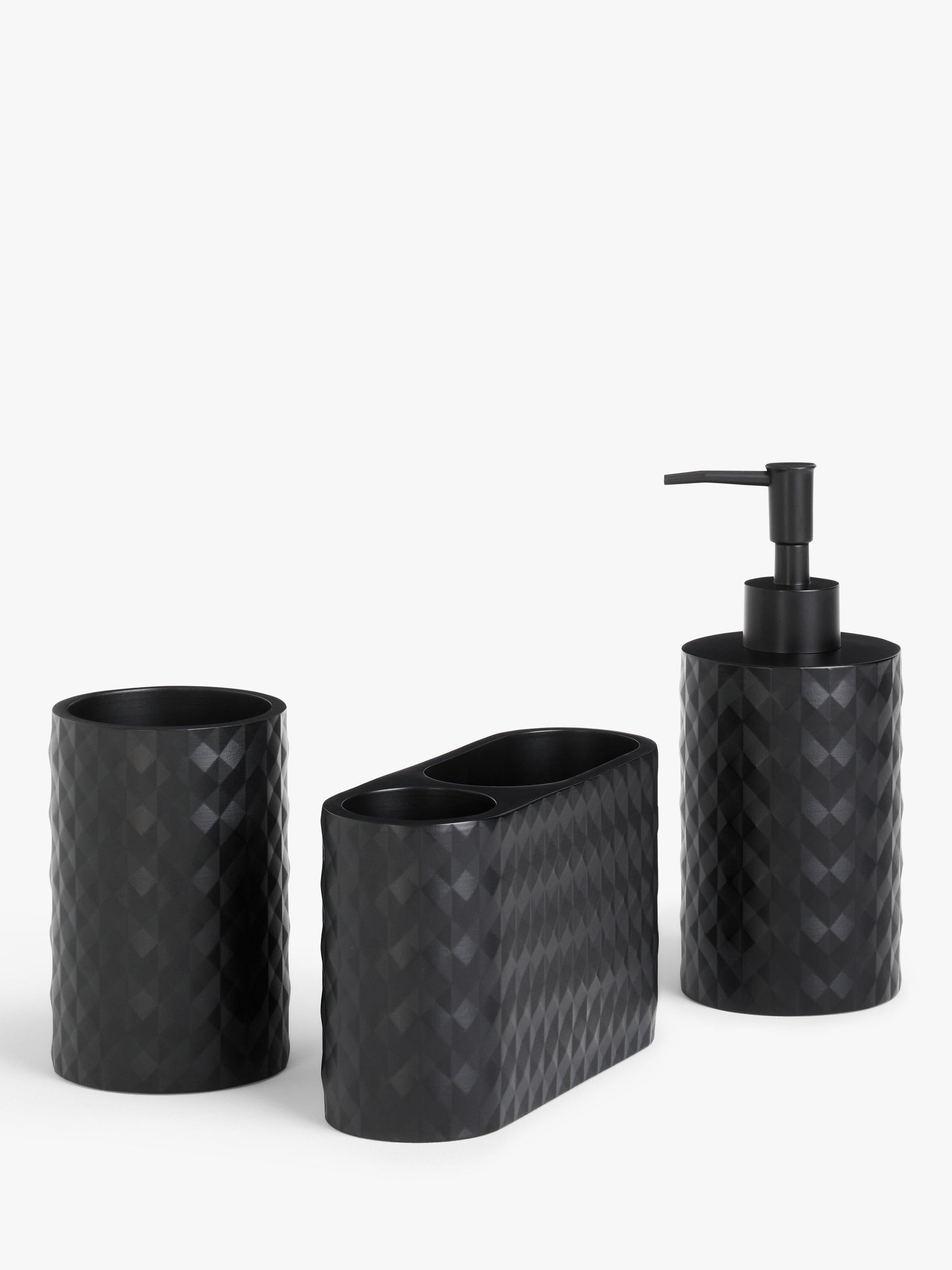 John Lewis diamond design black bathroom tumbler, UK version