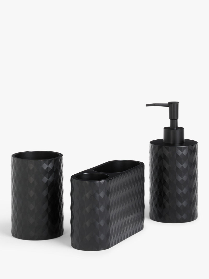John Lewis diamond design black bathroom tumbler, UK version