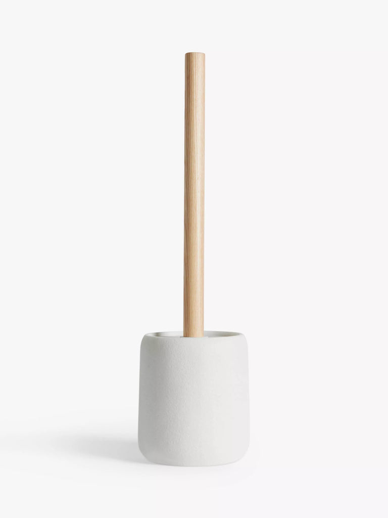 John Lewis Sand Effect Toilet Brush and Holder, White