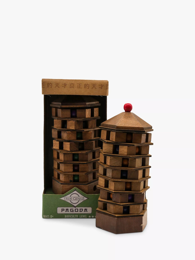 True Genius interactive Chinese Pagoda puzzle with coloured balls (British brand)