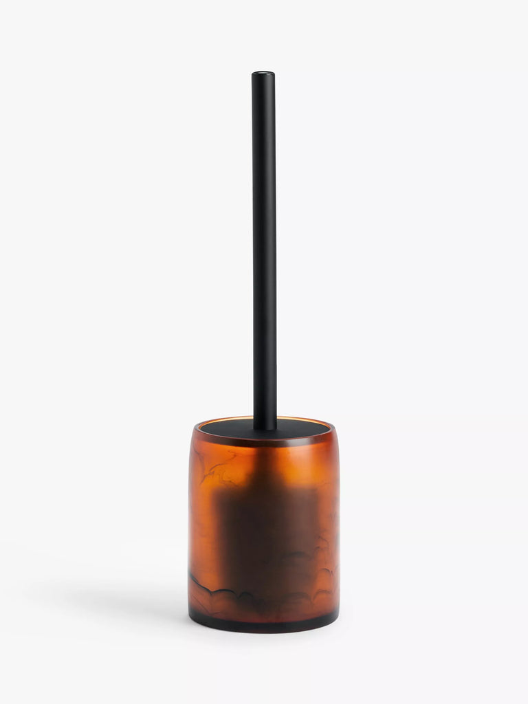 John Lewis Toilet Brush and Holder, Brown Amber