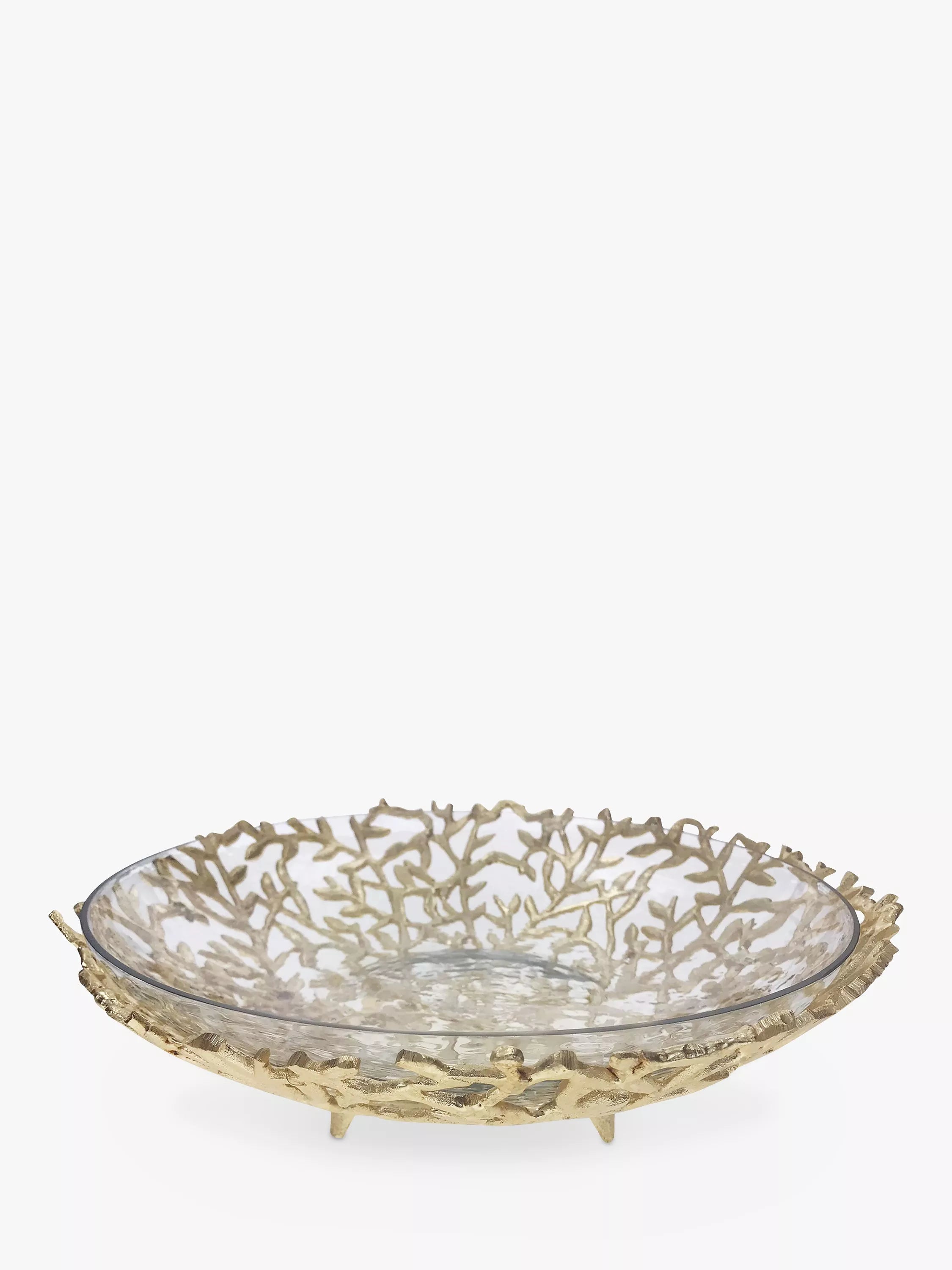 Culinary Concepts gold metal basket and glass bowl 32cm, UK version