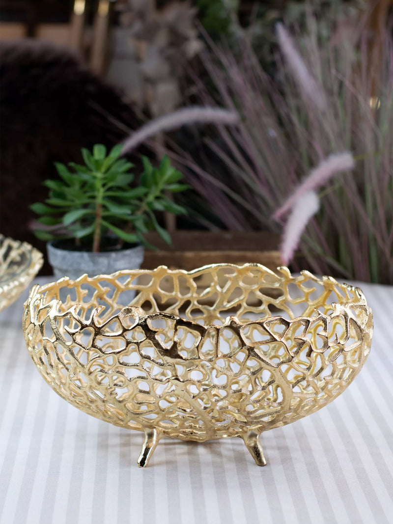 Culinary Concepts gold coral footed metal basket bowl 19cm, UK version