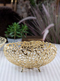 Culinary Concepts gold coral footed metal basket bowl 19cm, UK version