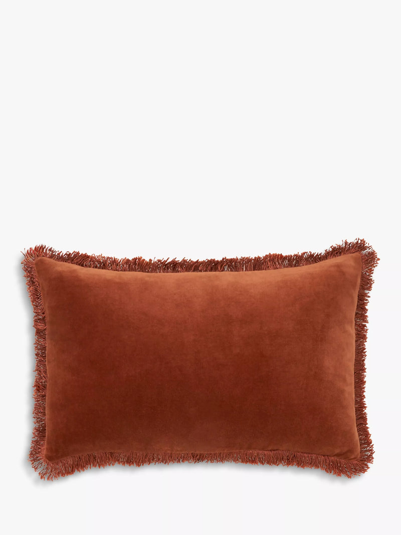 Truly Velvet Fringe Lombard Cushion with Feather Pad Square