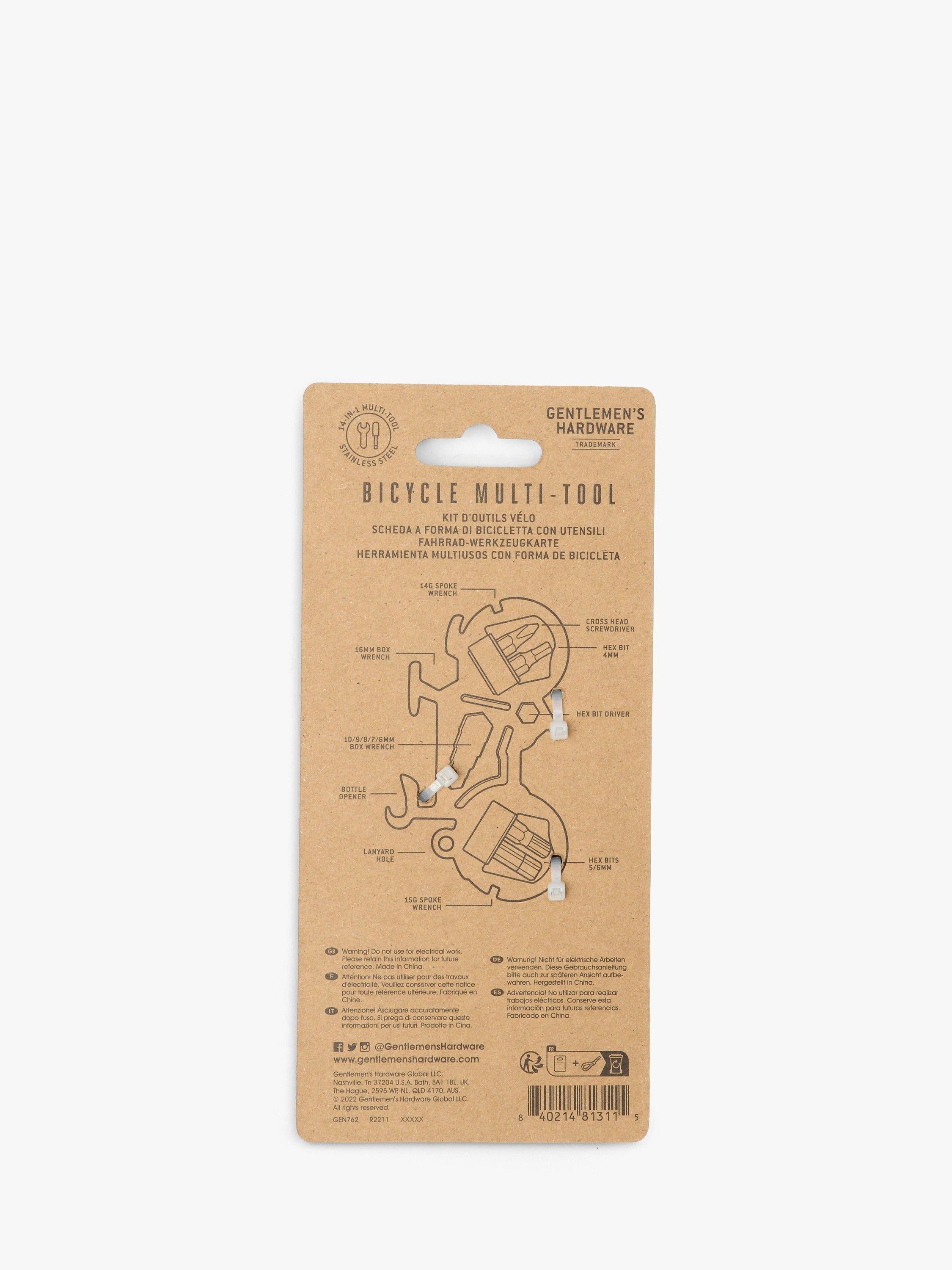 Gentlemen's Hardware bicycle multi tool with fourteen functions, UK version