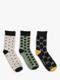 Gentlemen's Hardware lucky socks gift set with three pairs and international icons, UK version