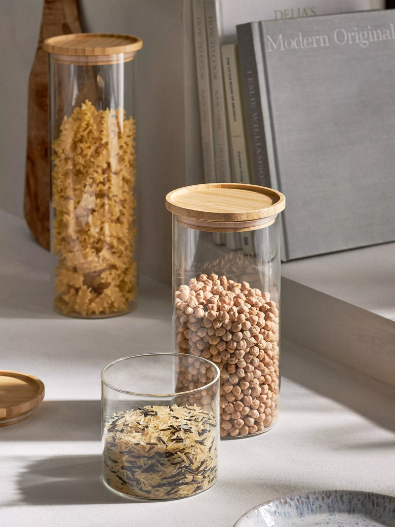 John Lewis glass storage jar with bamboo lid 450ml, imported from the UK