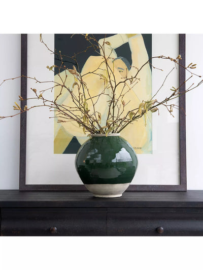 John Lewis One.World Birkdale Stoneware Urn Vase, H27cm, Green/Natural