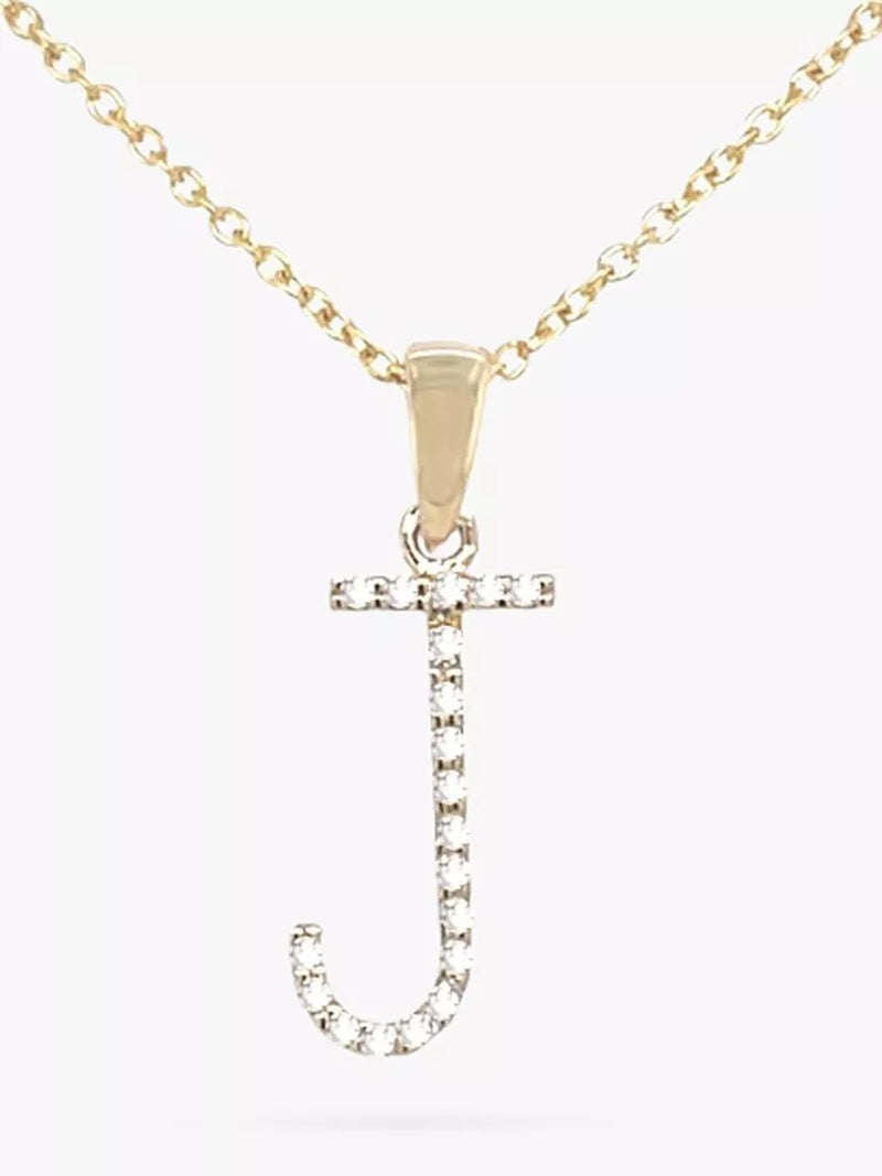 E.W Adams 9-karätiges Gold Diamant Initial Anhänger Halskette