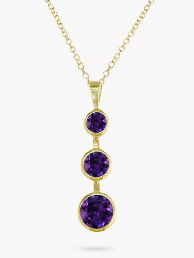 John Lewis E.W Adams 9ct Gold Graduating Round Amethyst Pendant Necklace, Gold/Purple- Buy online at McGrocer