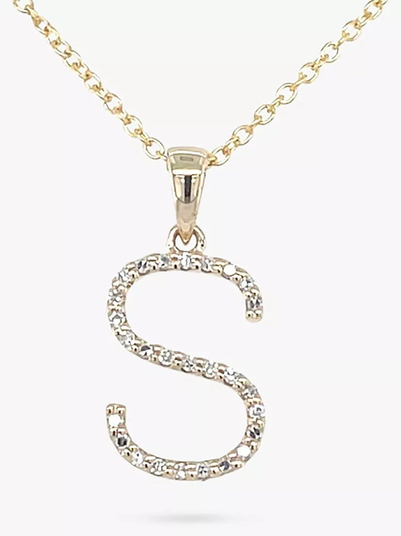 E.W Adams 9-karätiges Gold Diamant Initial Anhänger Halskette