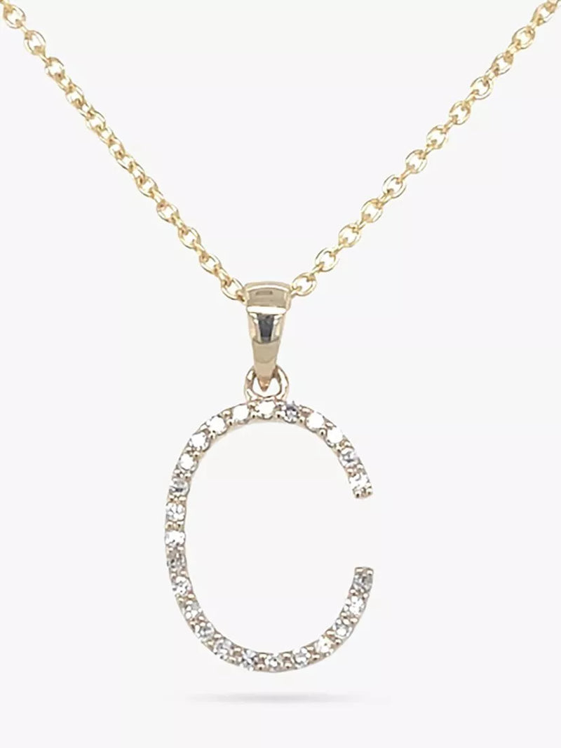 E.W Adams 9-karätiges Gold Diamant Initial Anhänger Halskette