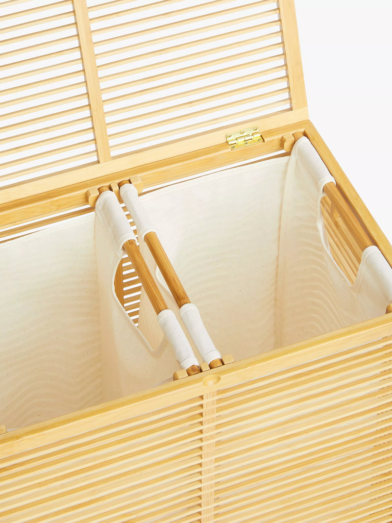 John Lewis bamboo double laundry basket natural (British brand)
