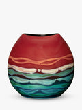 Poole Pottery earthenware purse vase red multi 26cm, imported from the UK