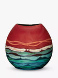 Poole Pottery earthenware purse vase red multi 26cm, imported from the UK