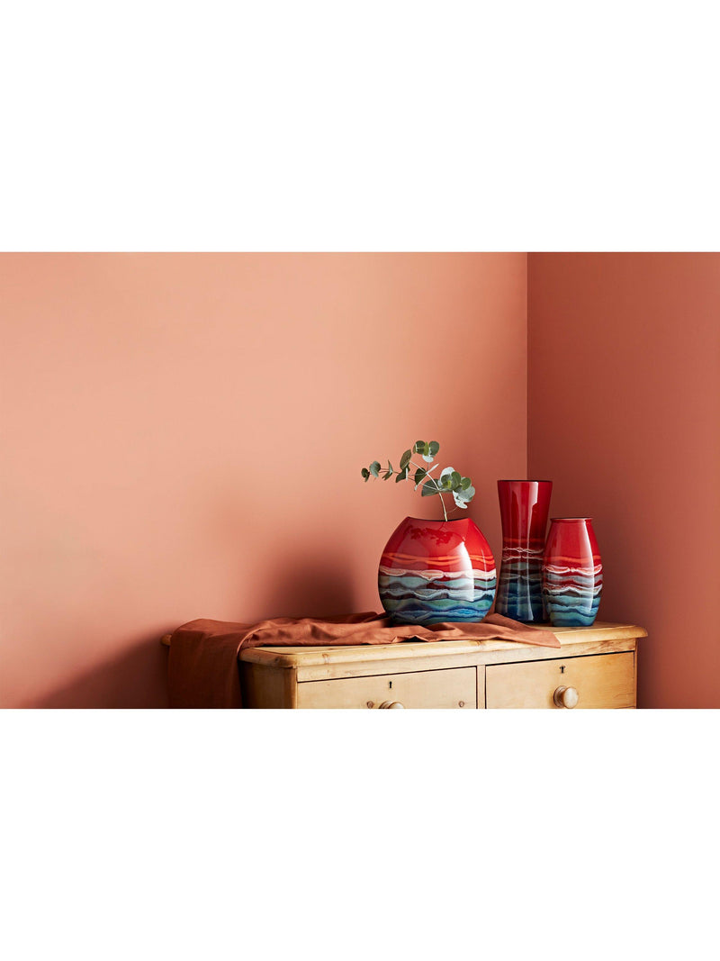 Poole Pottery earthenware purse vase red multi 26cm, imported from the UK