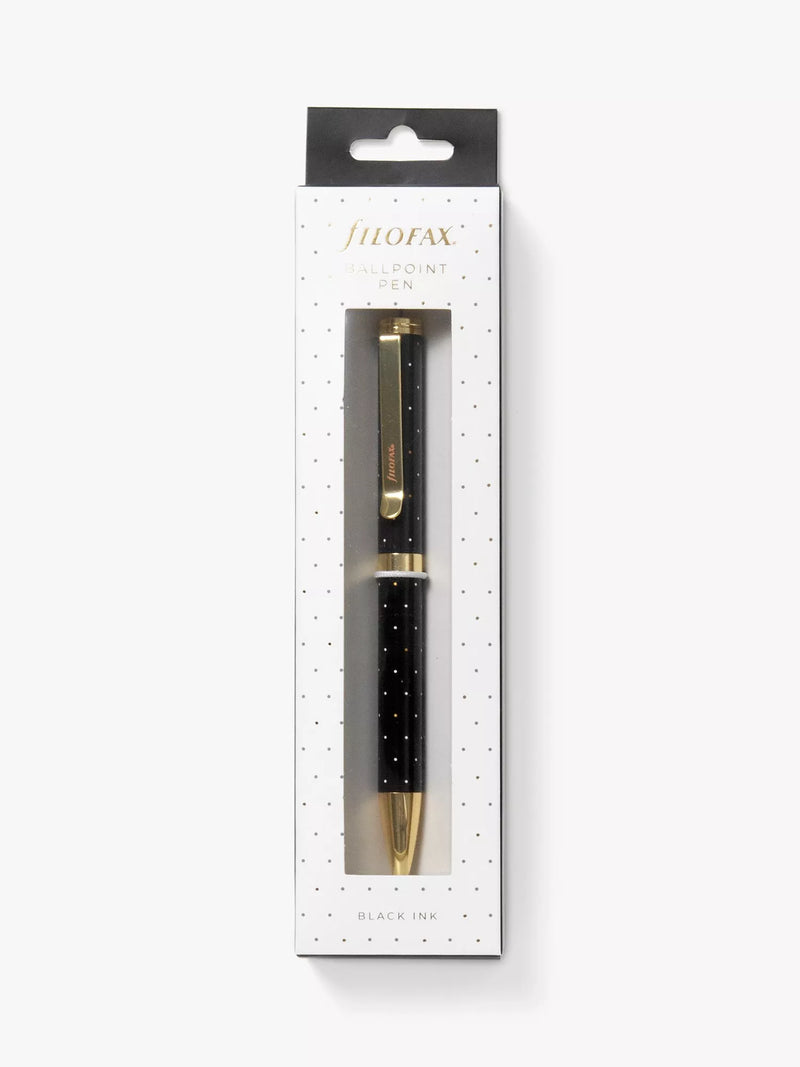 Filofax Moonlight black ballpoint pen, 1mm nib (British brand)