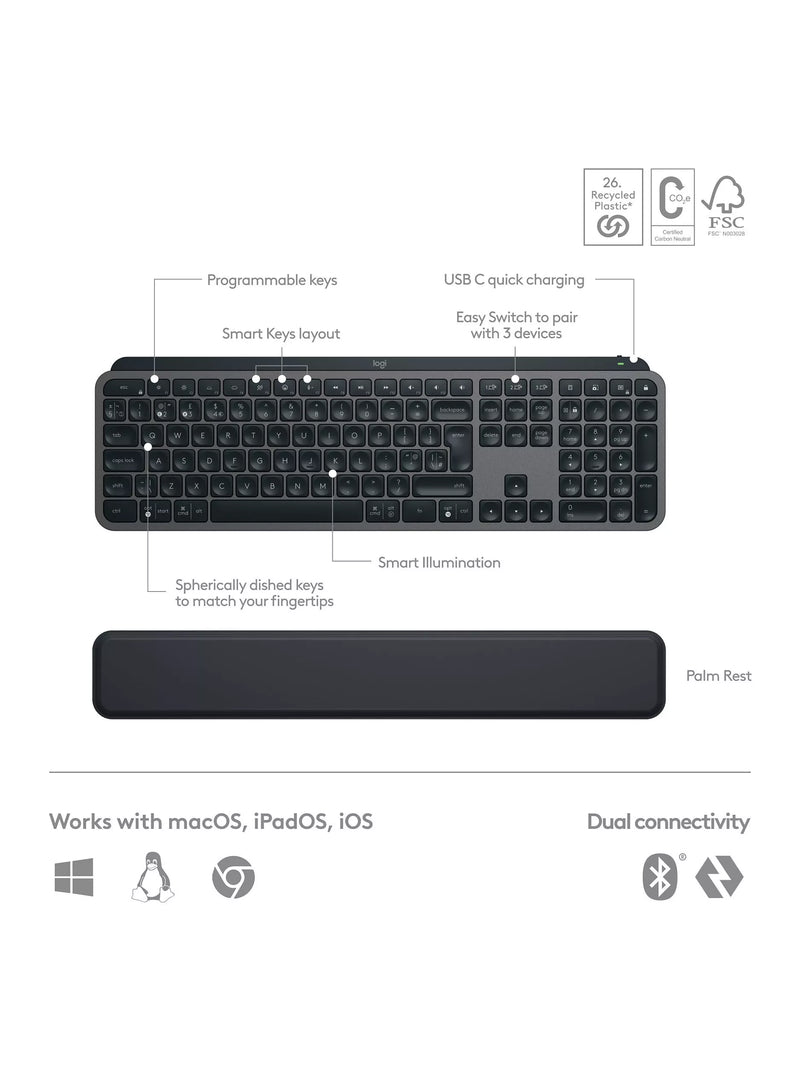 Logitech MX Keys S Combo keyboard mouse Graphite, imported from the UK
