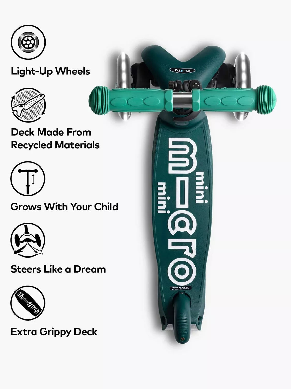 Micro Scooters Mini Eco Deluxe LED scooter green - British product
