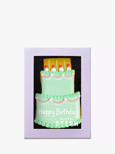 John Lewis Hand-Iced Birthday Cake Sugar Cookies, Green, 66g- Buy online at McGrocer