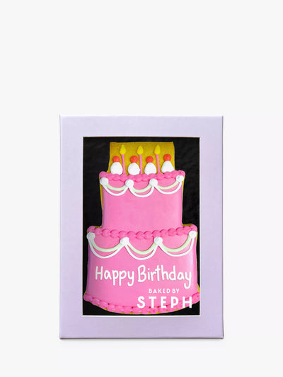 John Lewis Hand Iced Birthday Cake Sugar Cookies, Pink, 66g- Buy online at McGrocer