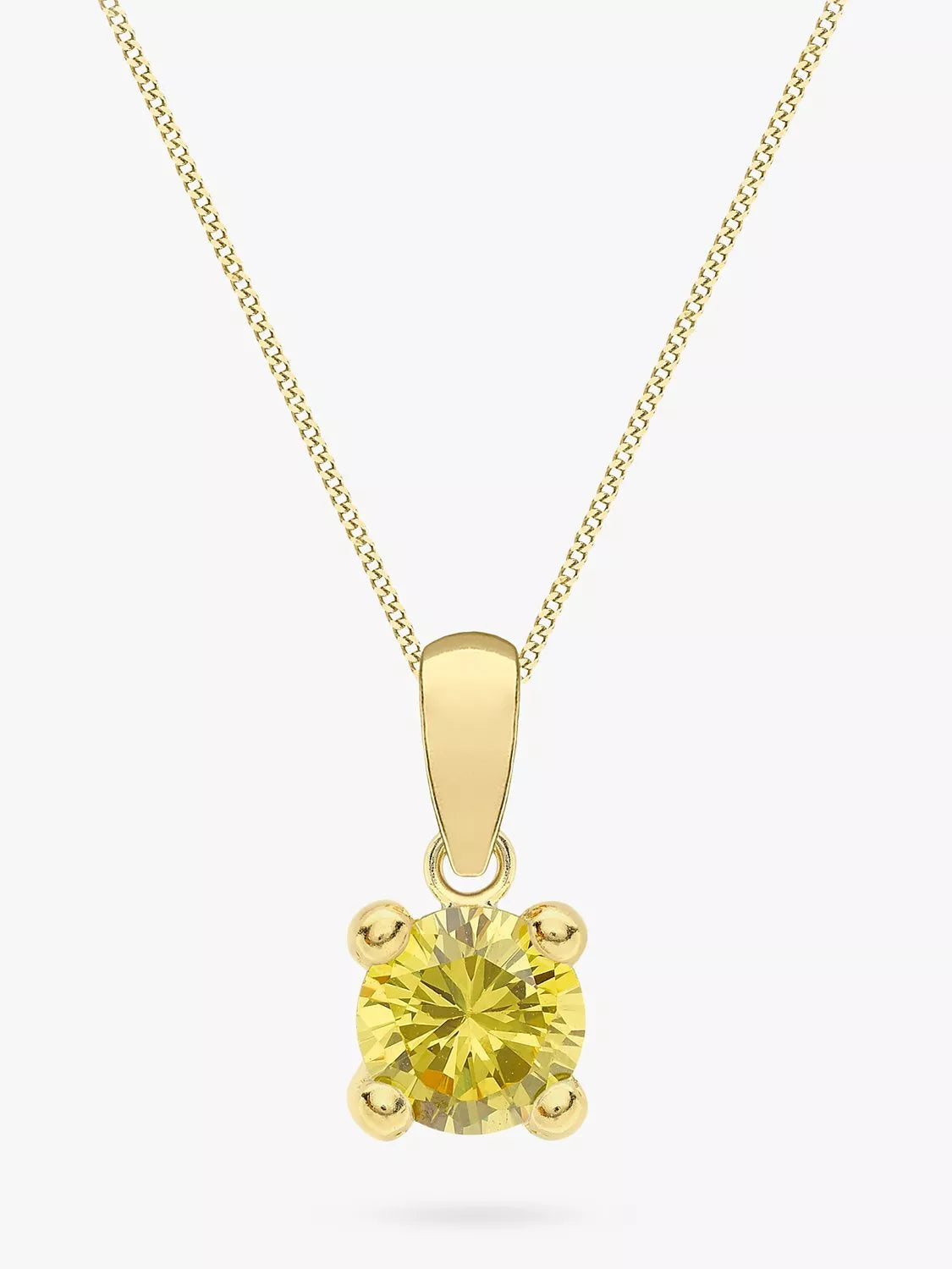 IBB 9ct Gelbgold Runder Zirkonia-Anhänger Halskette