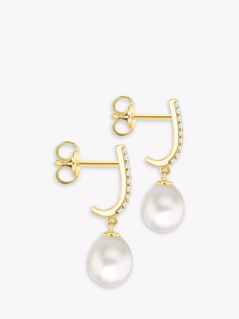 IBB 9ct gold pearl drop earrings - British product