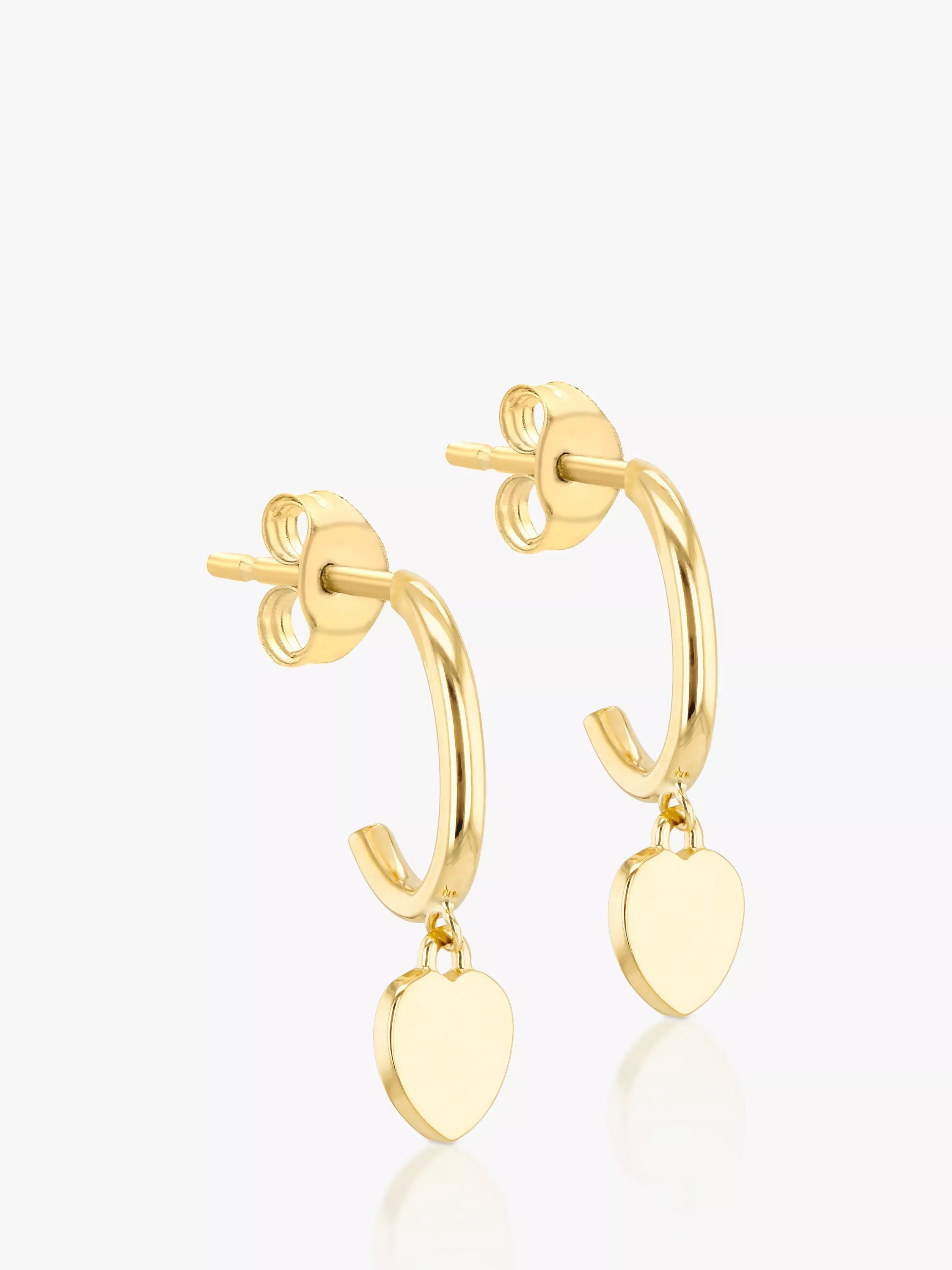 IBB 9ct gold heart charm hoop earrings - British product