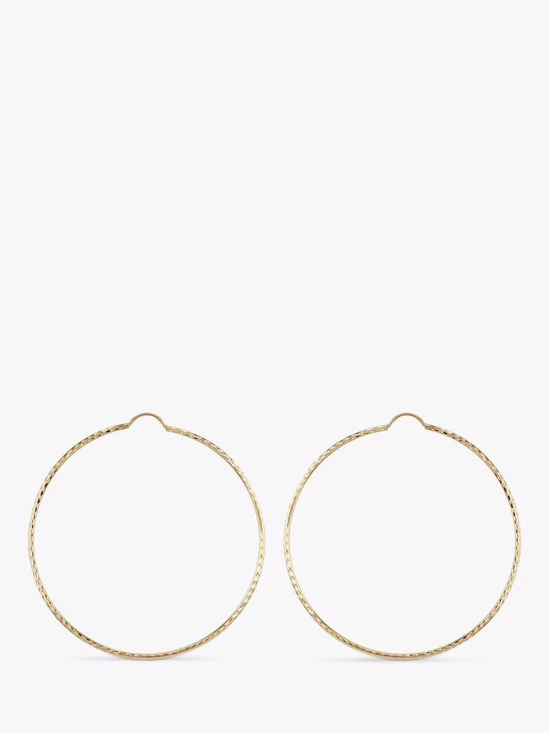 IBB 9ct textured hoop earrings gold - British product