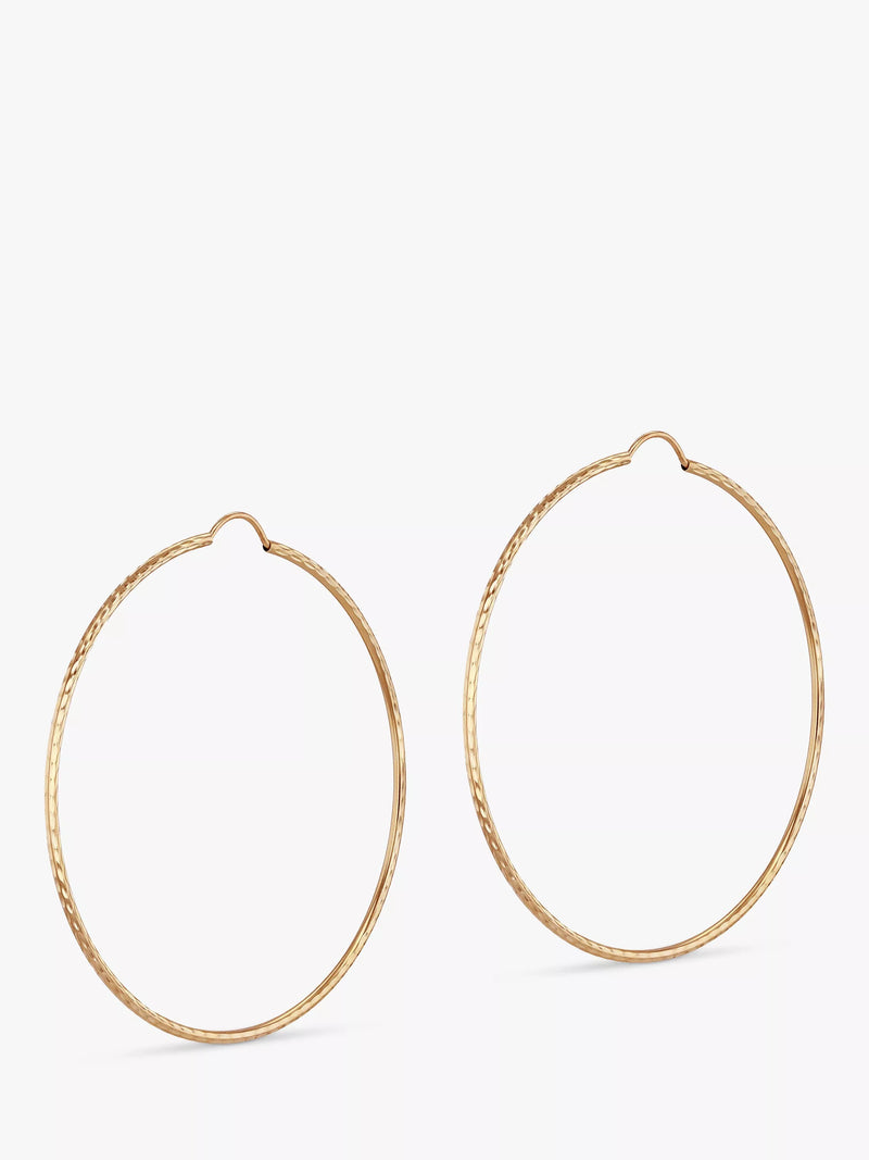 IBB 9ct textured hoop earrings gold - British product