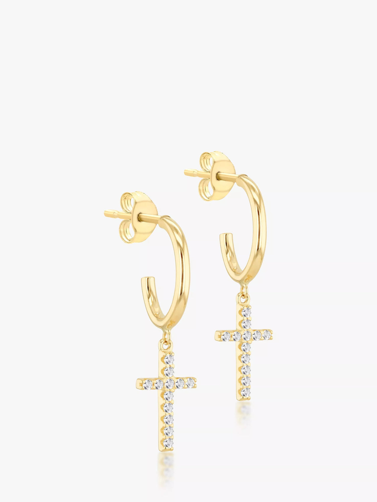 IBB yellow gold cubic zirconia cross drop earrings, British product