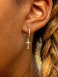 IBB yellow gold cubic zirconia cross drop earrings, British product