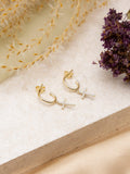 IBB yellow gold cubic zirconia cross drop earrings, British product