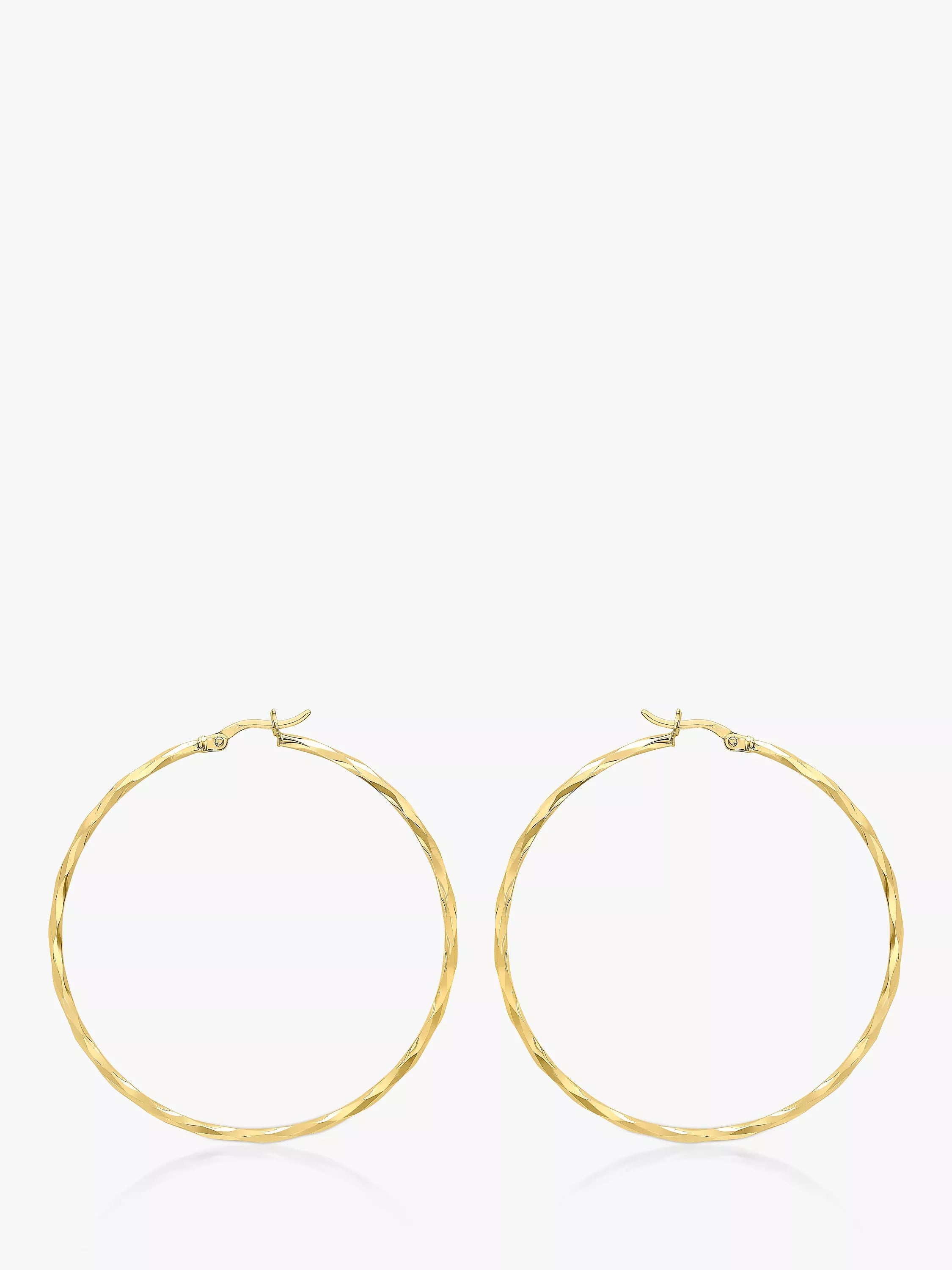 IBB große facettierte Hoop-Ohrringe aus 9 Karat Gold - Britisches Produkt