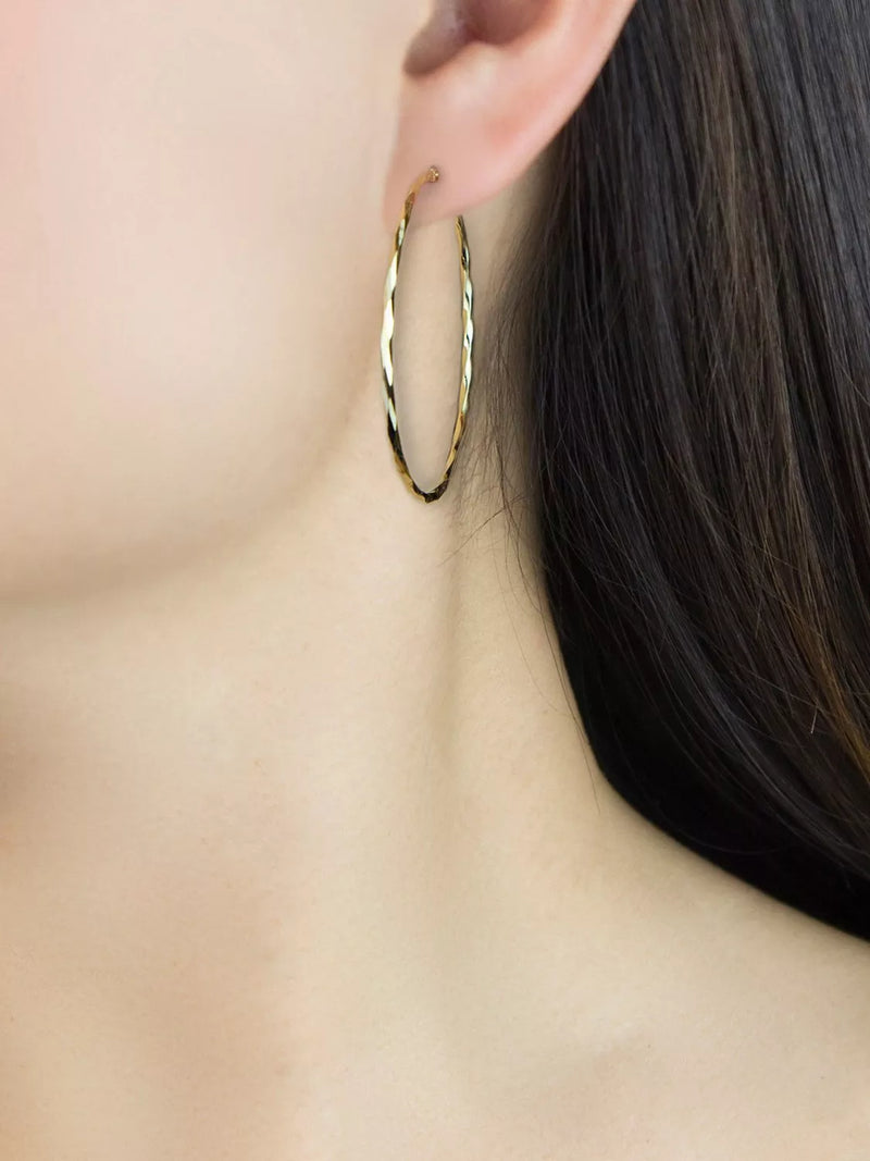 IBB large faceted hoop earrings 9ct gold - British product