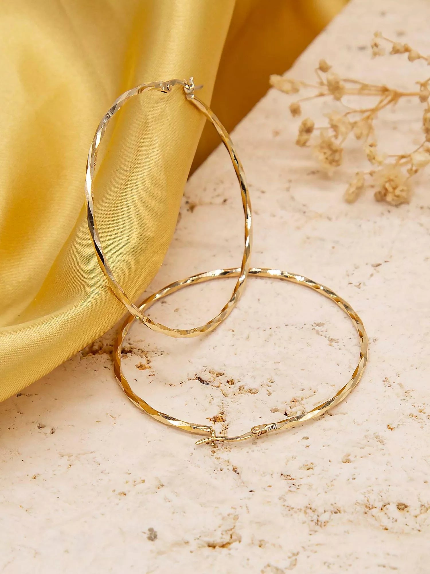 IBB large faceted hoop earrings 9ct gold - British product