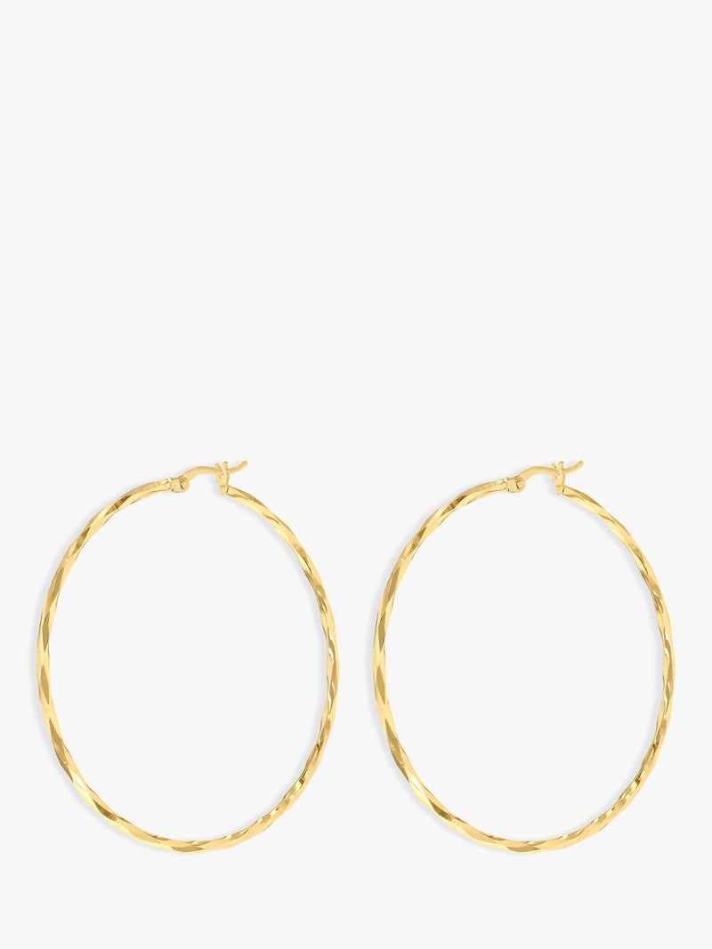 IBB große facettierte Hoop-Ohrringe aus 9 Karat Gold - Britisches Produkt