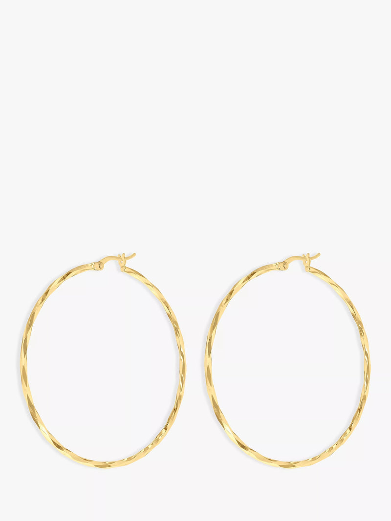 IBB large faceted hoop earrings 9ct gold - British product