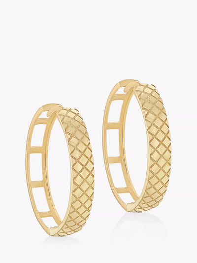 John Lewis IBB 9ct Gold Quilted Large Hoop Earrings- Buy online at McGrocer