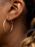 IBB 9ct gold textured slim hoop earrings - British product