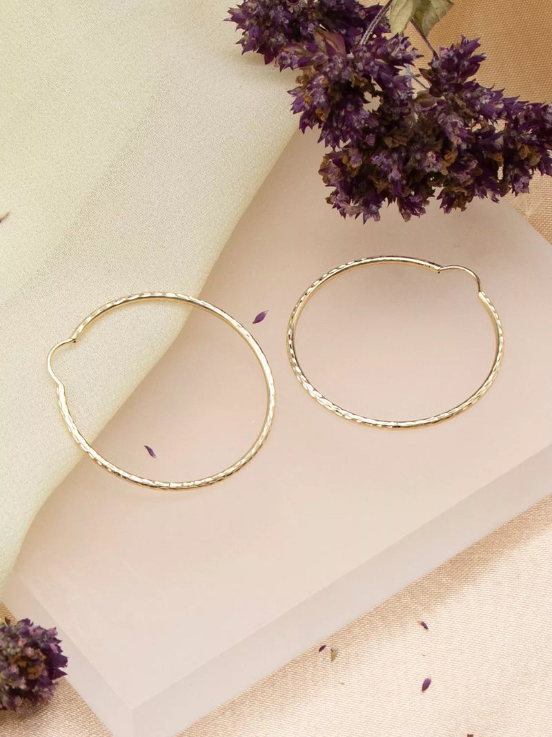 IBB 9ct gold textured slim hoop earrings - British product